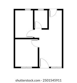 Black and White floor plan of a modern unfurnished house for your design. Suburban house vector blueprint. Architectural background. eps 10