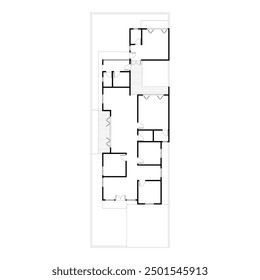 Black and White floor plan of a modern unfurnished house for your design. Suburban house vector blueprint. Architectural background. eps 10