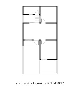 Black and White floor plan of a modern unfurnished house for your design. Suburban house vector blueprint. Architectural background. eps 10