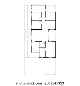 Black and White floor plan of a modern unfurnished house for your design. Suburban house vector blueprint. Architectural background. eps 10