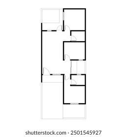 Black and White floor plan of a modern unfurnished house for your design. Suburban house vector blueprint. Architectural background. eps 10