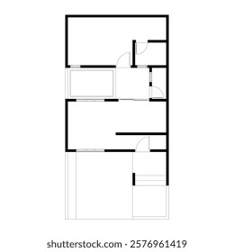 Black and White floor plan of a modern unfurnished house for your design. Suburban house vector blueprint. Architectural background