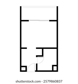 Black and White floor plan of a modern unfurnished apartment for your design. Suburban apartment vector blueprint. Architectural background