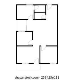 Black and White floor plan of a modern unfurnished house for your design. Suburban house vector blueprint. Architectural background