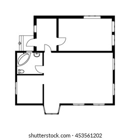 Black White Floor Plan Modern Apartment Stock Vector (Royalty Free ...