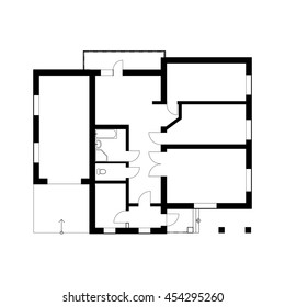 Black and White floor plan of a modern apartment. Vector blueprint. Unfurnished floor plan for your design.
