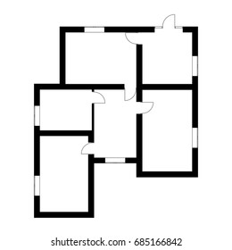 Black White Floor Plan Modern Unfurnished Stock Vector (royalty Free 