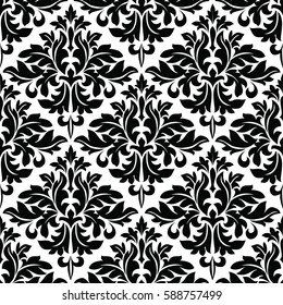 Black and white floral arabesque pattern seamless