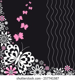 Black and white floral background