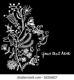 Black and white floral background