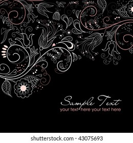 Fondo floral negro y blanco