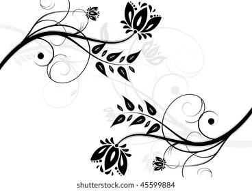 Black and white floral background (horizontal position)
