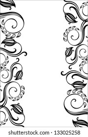Black and white floral background - vector