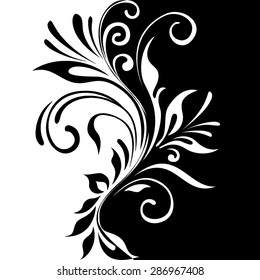 Black & White Floral Background Vector