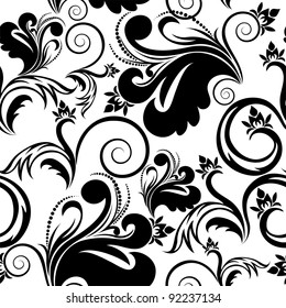 black and white floral background, which can be used as seamless