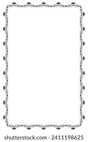 Black and white floral border frame design concept isolated on white background - vector illustration
