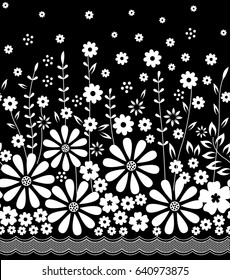 Black And White Floral Border Print