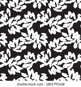 Rodamientos de pincel Floral en blanco y negro sin inconvenientes de fondo de patrón para impresiones de moda, gráficos, fondos y artesanías