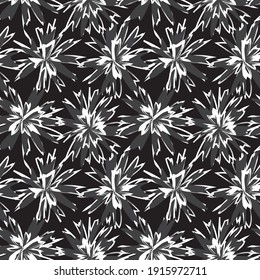 Black and White Floral brush strokes seamless pattern background for fashion prints, graphics, backgrounds and crafts