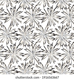 Black and White Floral brush strokes seamless pattern background for fashion prints, graphics, backgrounds and crafts