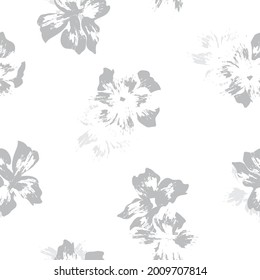 Black and White Floral brush strokes seamless pattern background for fashion prints, graphics, backgrounds and crafts