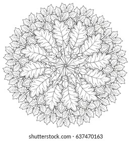 Black and white floral for coloring book in doodle style. Vector elements for design. Good for art therapy, zentangle-style meditation and design of wrapping and textile.