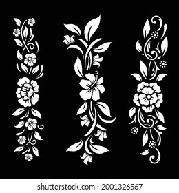 Black and white Floral cut file with temporary tattoo design