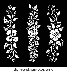 Black and white Floral cut file with temporary tattoo design svg