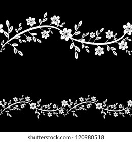 Black and white floral decorative background