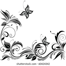 Black and white floral design