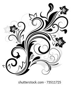 Black And White Floral Design Element.