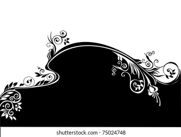 black and white floral design for screen printing
