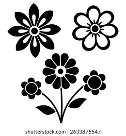 Black and white floral design simple flowers graphic