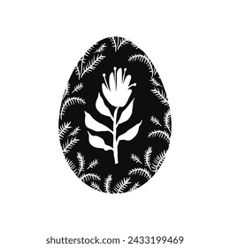 Black and white floral Easter egg