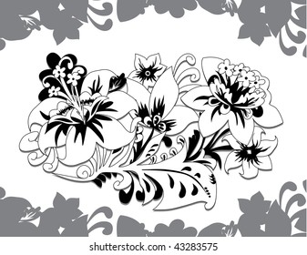 Black and white floral element
