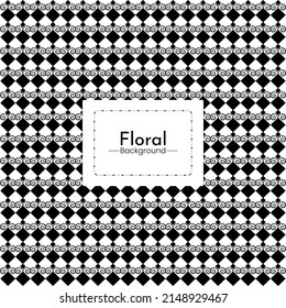 Black white floral elements geometric background vector graphics design Premium Vector
