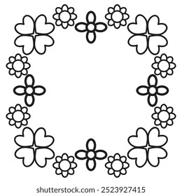 black and white floral frame