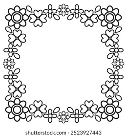 black and white floral frame