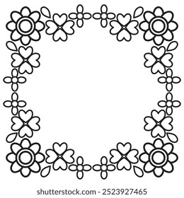 black and white floral frame