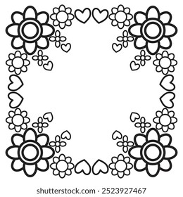 schwarz-weißer Blumenrahmen