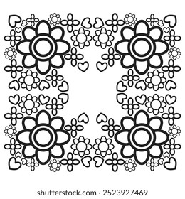 black and white floral frame