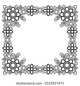 black and white floral frame