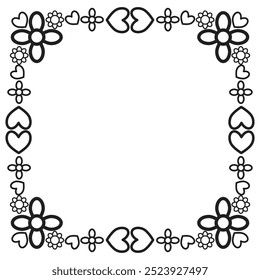 black and white floral frame