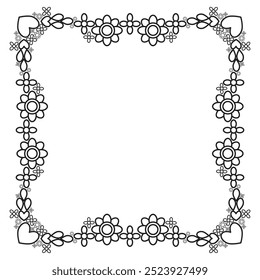 black and white floral frame