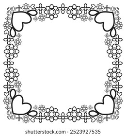 black and white floral frame