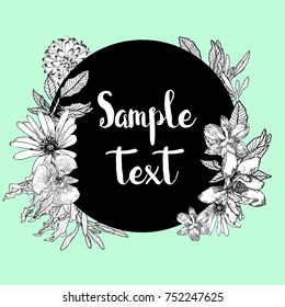 black and white floral frame 