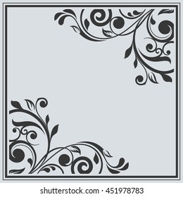 Marco floral blanco y negro con fondo vectorial de espacio de copia. Hermosa tarjeta de saludo o plantilla de invitación.