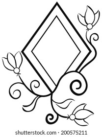 Black and white floral frame. Design elements.