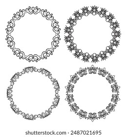 Black and white floral frame with swirls and leaves