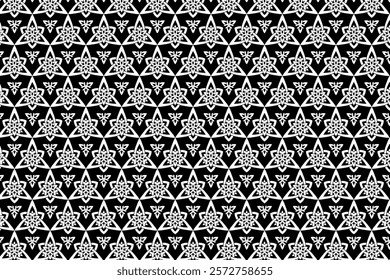 Black and white floral geometric pattern for elegant backgrounds.